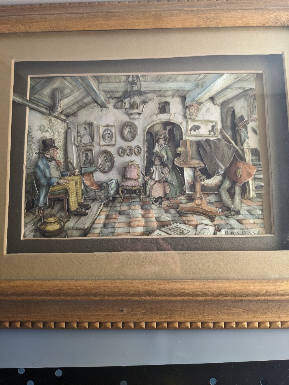 Anton Pieck The Family Visit Resin Relief Art Vintage Mid Century Panel European